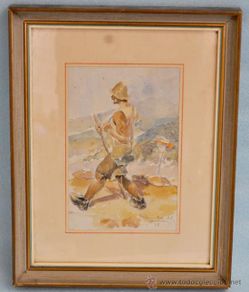 Arte: MILITAR REPUBLICANO. ACUARELA PAPEL FECHADA DEL AÑO 1938. FIRMADO